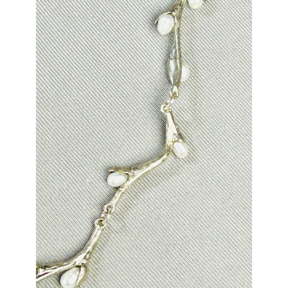 Silver Pussywillow Branch Style Pearl Necklace - Picture 9 of 9